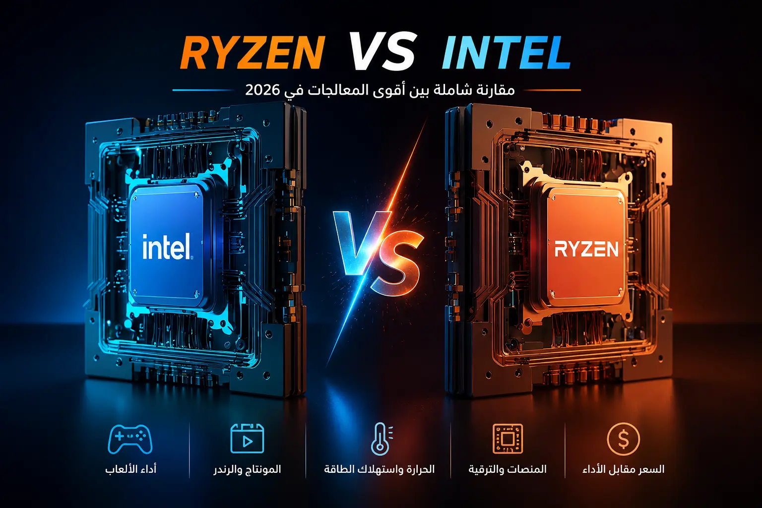 Ryzen vs Intel.. مقارنة شاملة بين AMD و Intel وأيهما أفضل في 2026؟